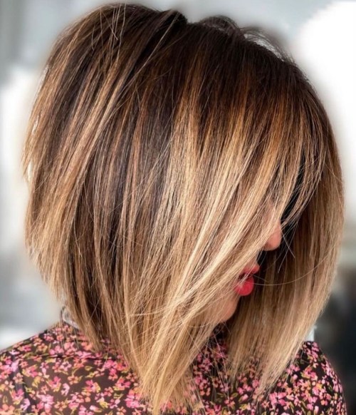 Angled Bob with Soft Layers and Balayage