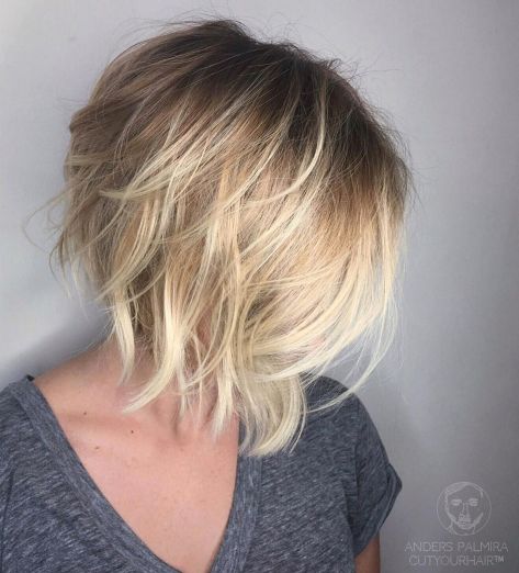 Angled Layered Blonde Bob