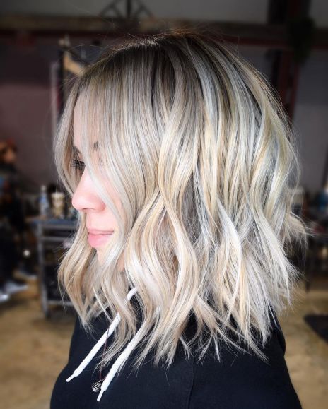 Ash Blonde Choppy Lob