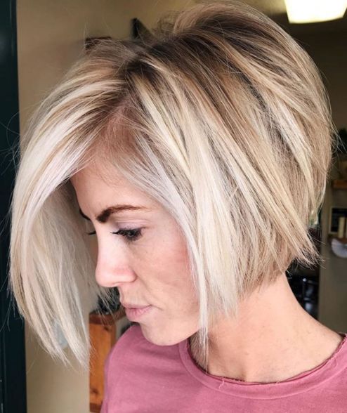 Asymmetrical Bronde Bob For Thin Hair