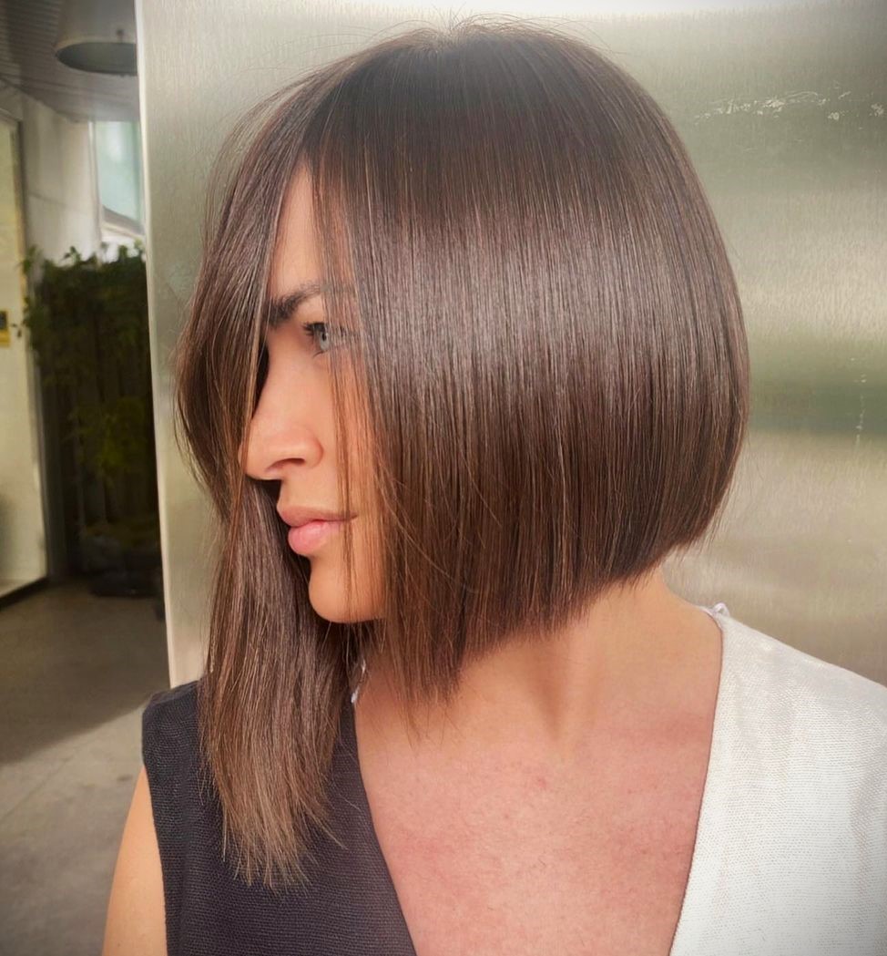 Asymmetrical Chocolate Bob Style