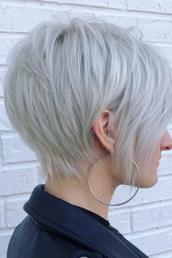 Asymmetrical Silver Straight Pixie