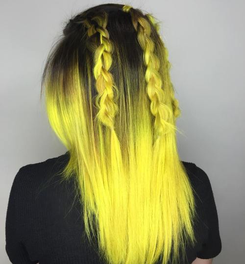 Black Hair With Yellow Ombre