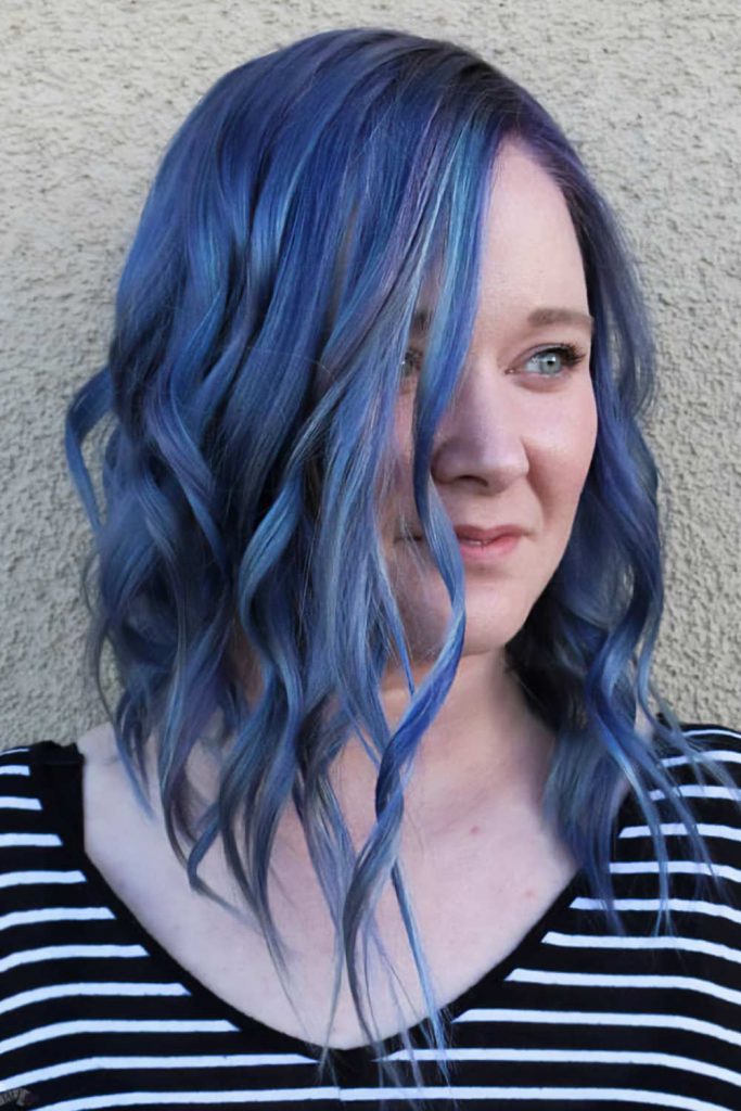 Blue Tousled Hairstyle #invertedbob #bobhairstyle #bob