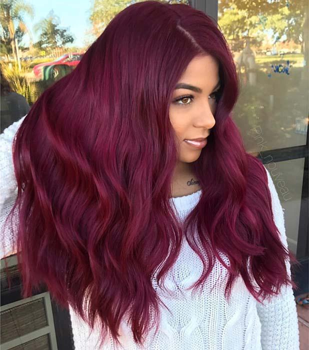 Bold Burgundy Hair Color Idea