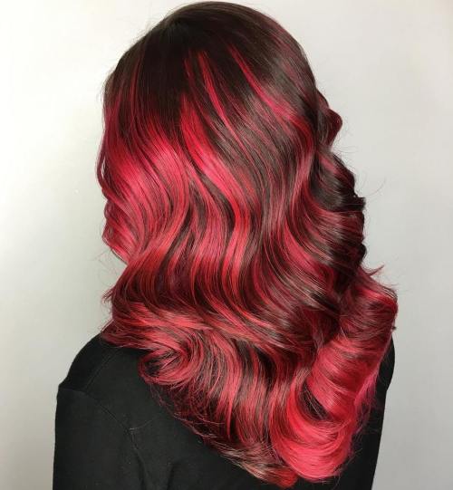 Bright Pink Balayage For Brown Hair