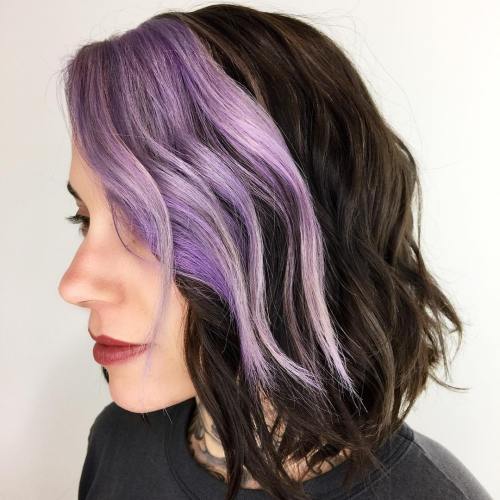 Brown And Lavender Wavy Bob