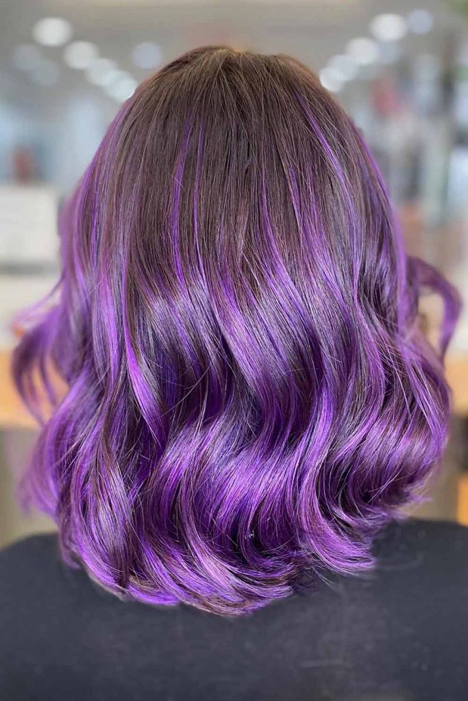 Brown Hair With Purple Highlights 