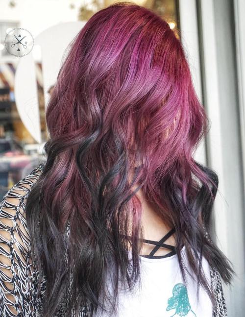 Burgundy And Black Balayage Hair