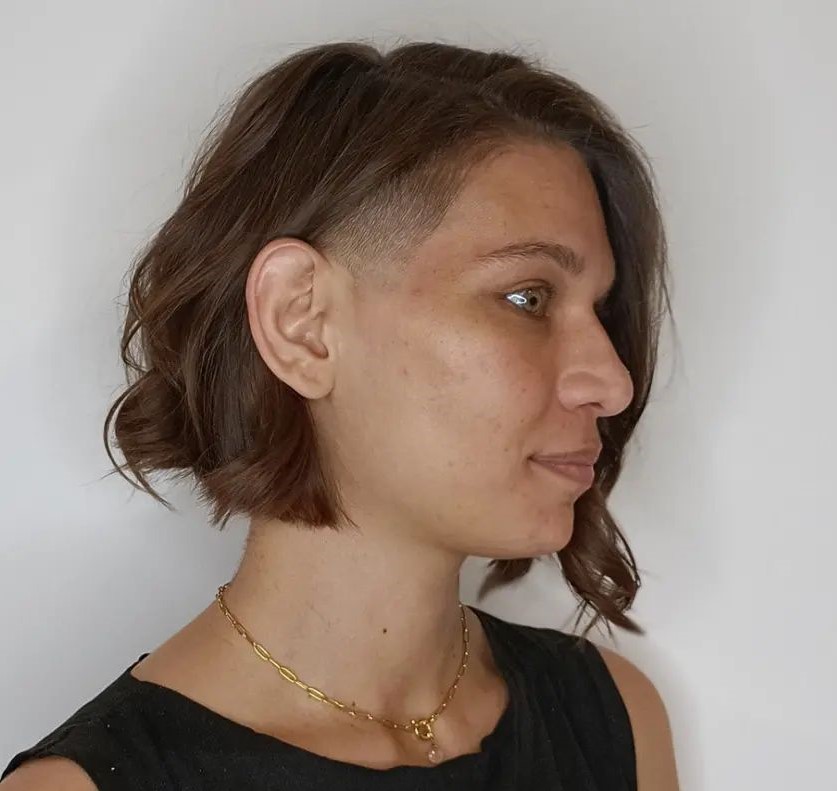 Chin Length Bob with Shaved Temple