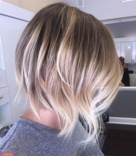 Choppy Angled Brown Blonde Bob