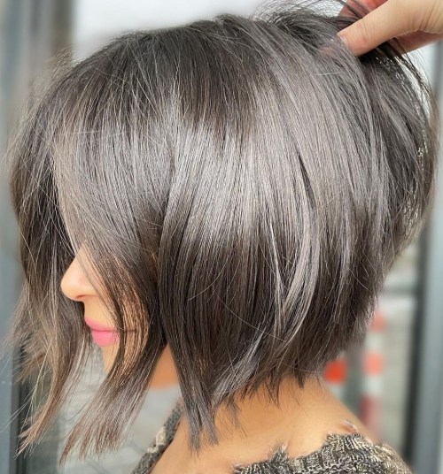 Dark Angled Bob Haircut