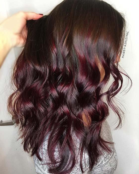 Dark Brown to Burgundy Ombre Hair