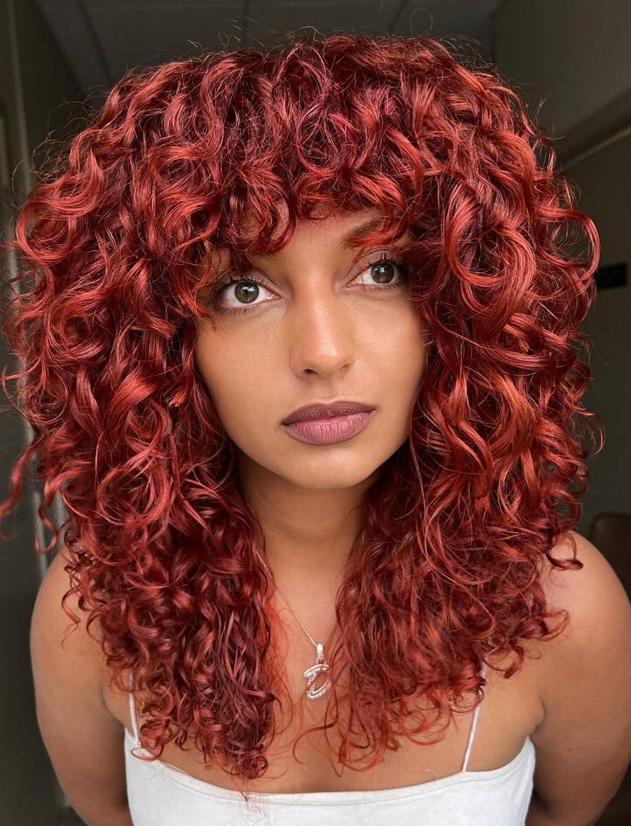 Dark Red Color on Naturally Curly Hair