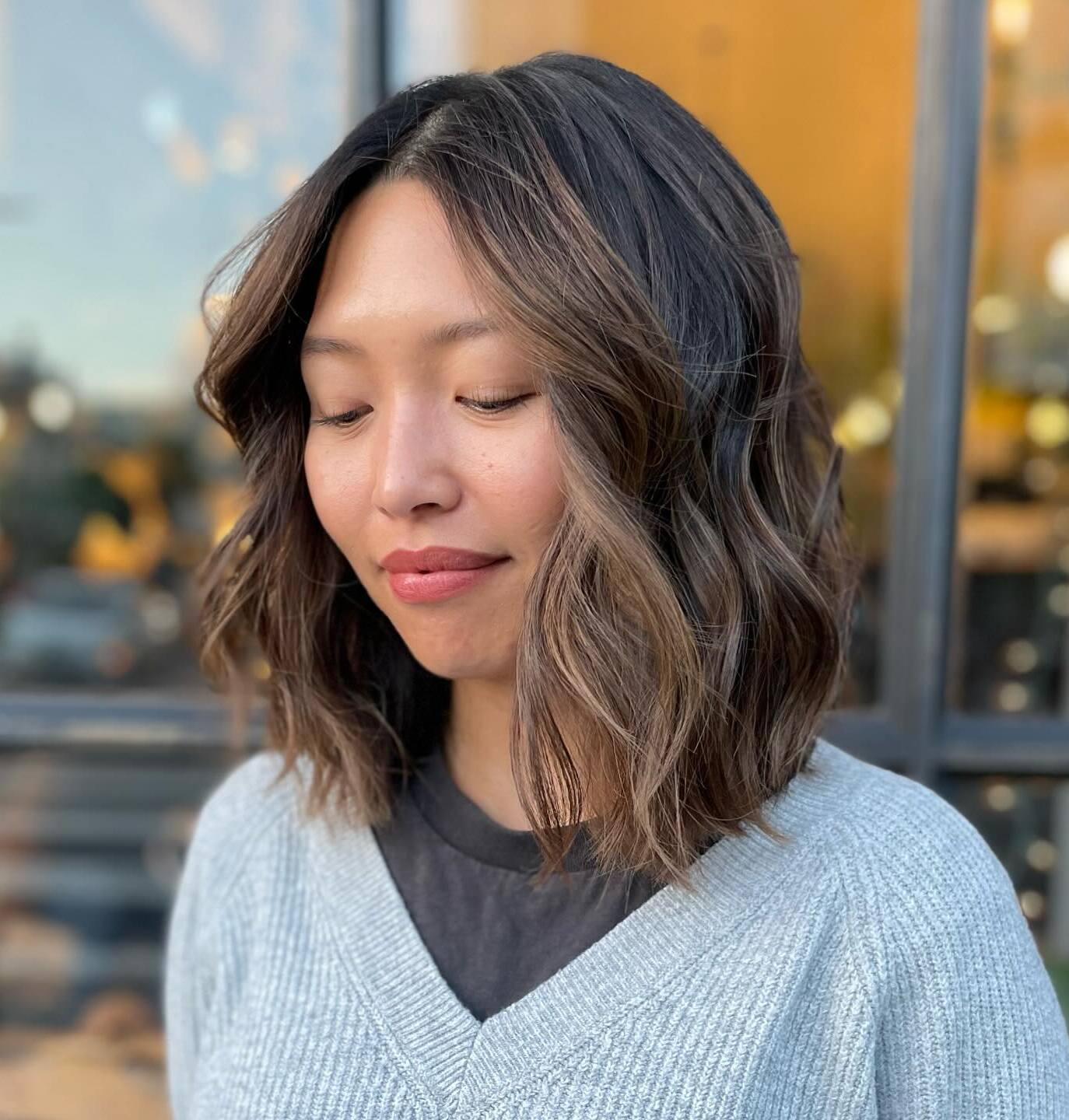 Dimensional Brunette Balayage Bob