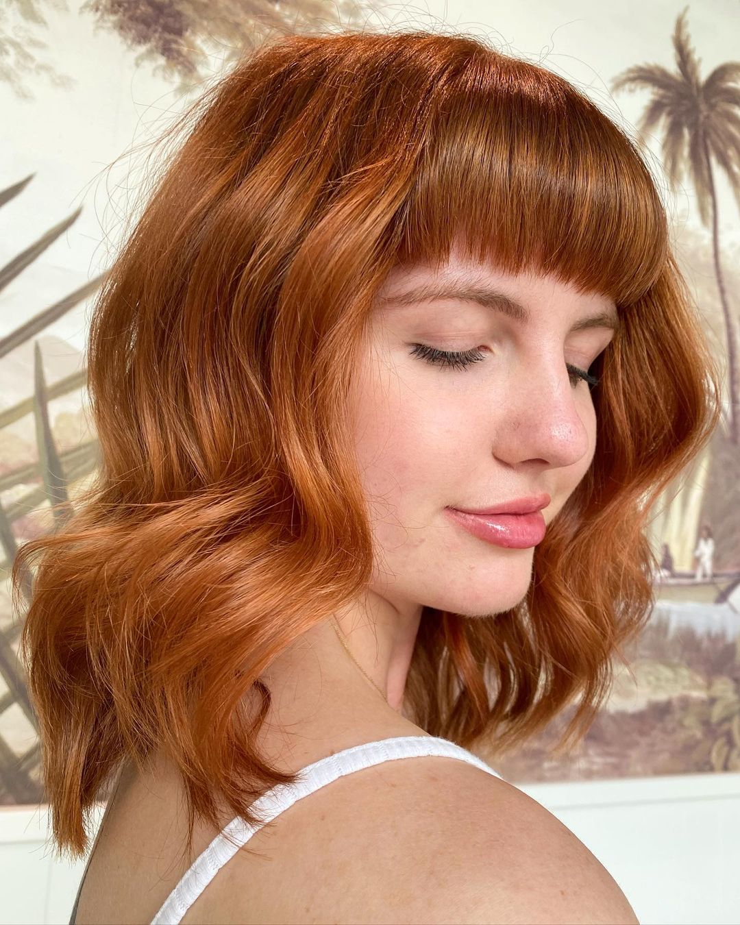 Ginger Long Bob with 90s Bangs