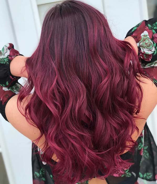 Glam Burgundy Hair Color Idea