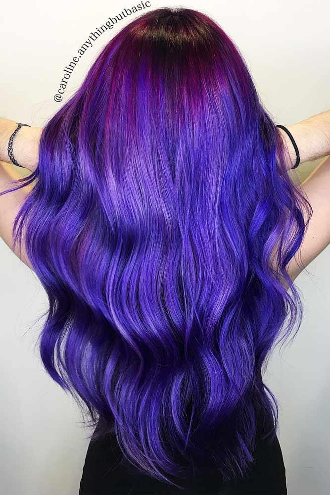 Inverted Purple To Blue Ombre Hair