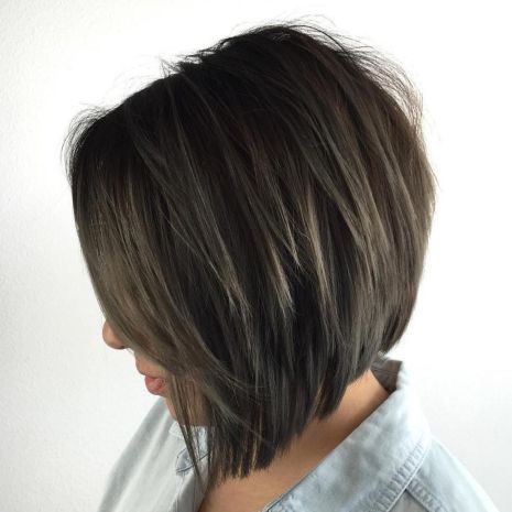 Layered Angled Brunette Bob