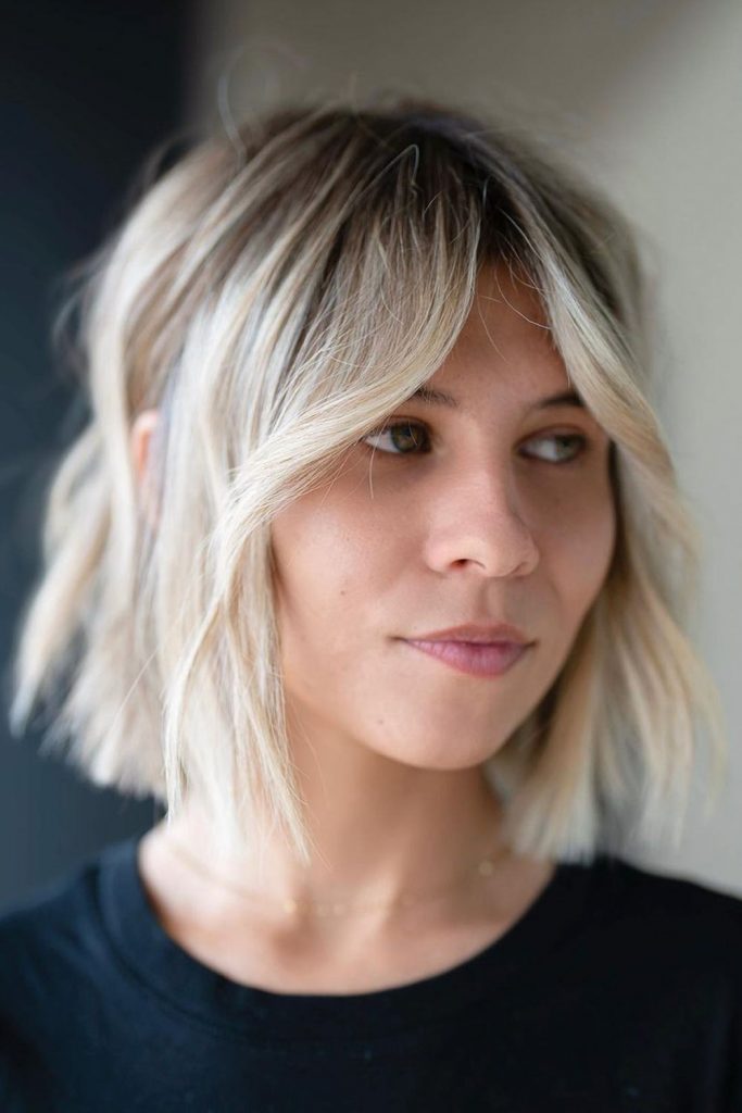 Layered Bob with Dark Roots