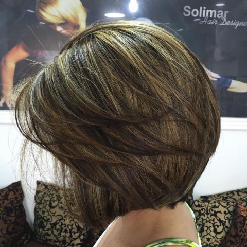 Layered Brown Balayage Bob