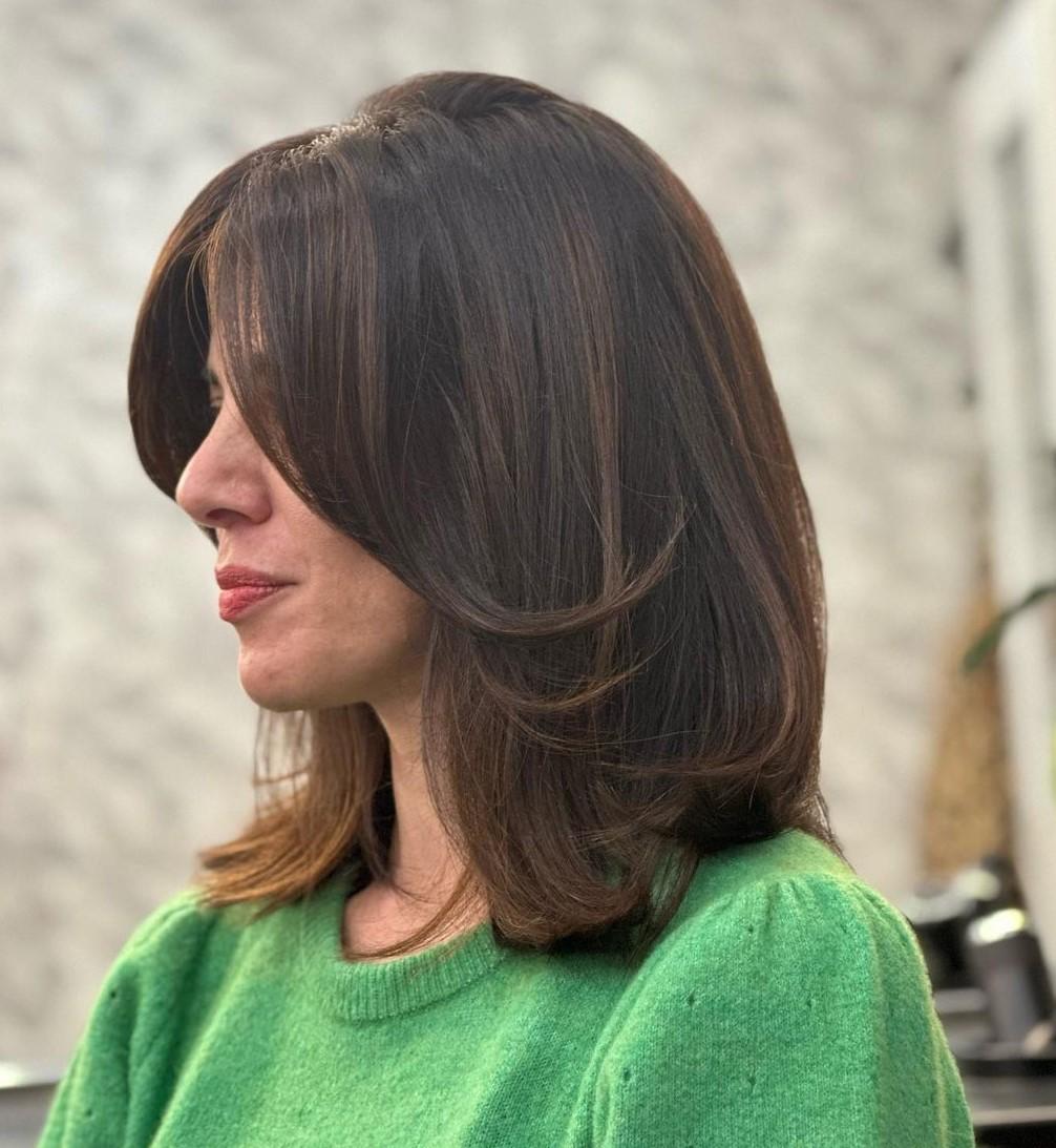 Long Blowout Bob with Face Framing Layers