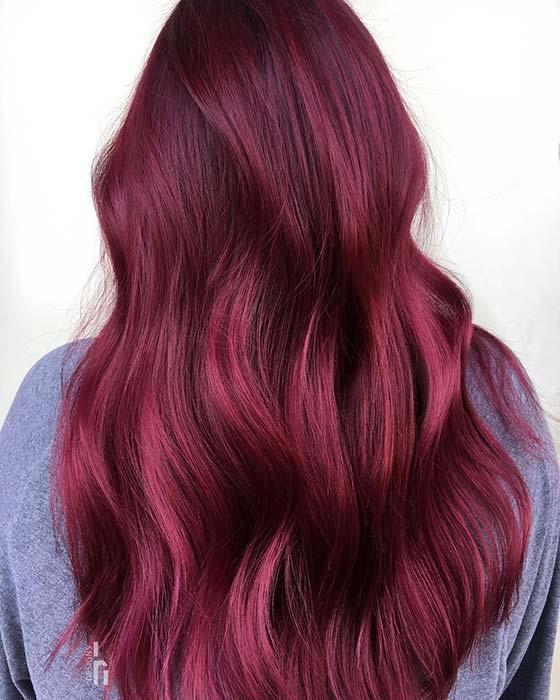 Long, Bright Burgundy Hair