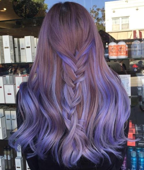 Long Lavender Balayage Hair