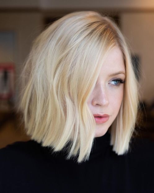 Medium Blunt Blonde Peekaboo Bob