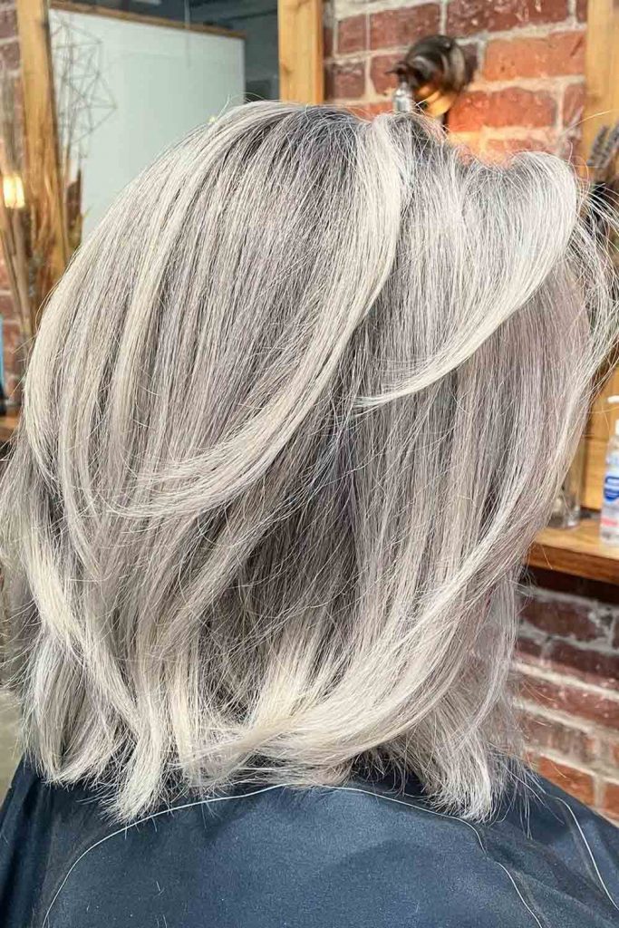 Platinum Blonde Layered Long Bob