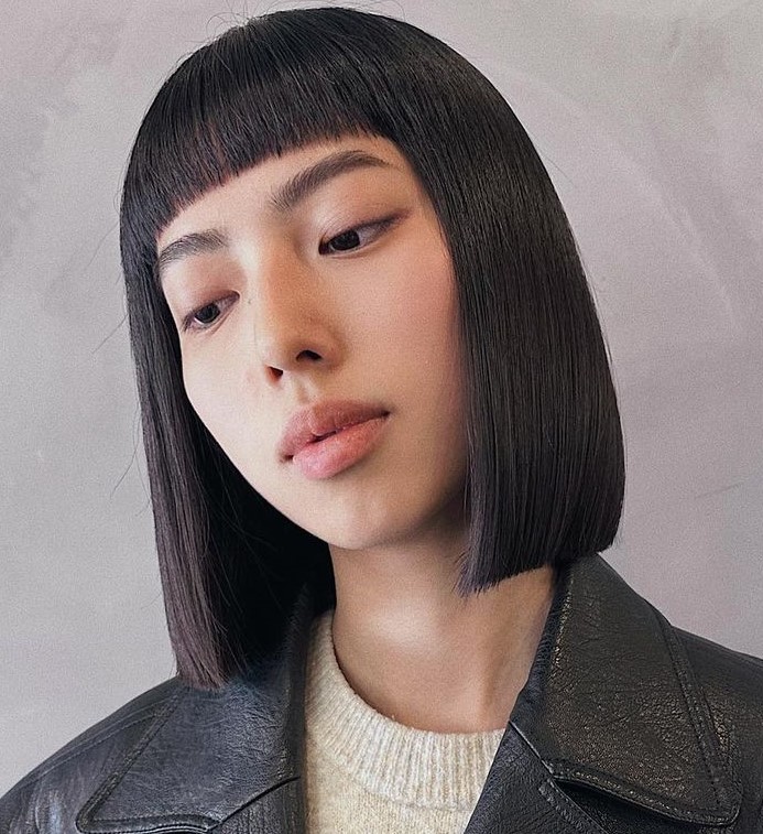 Precision Cut Bob with Short Thick Blunt Bangs