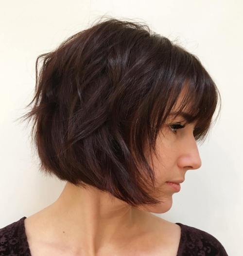 Razored Brown Bob With Bangs