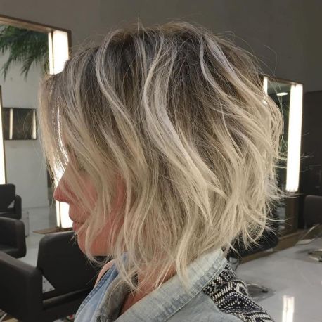 Shaggy Blonde Bob With Root Fade