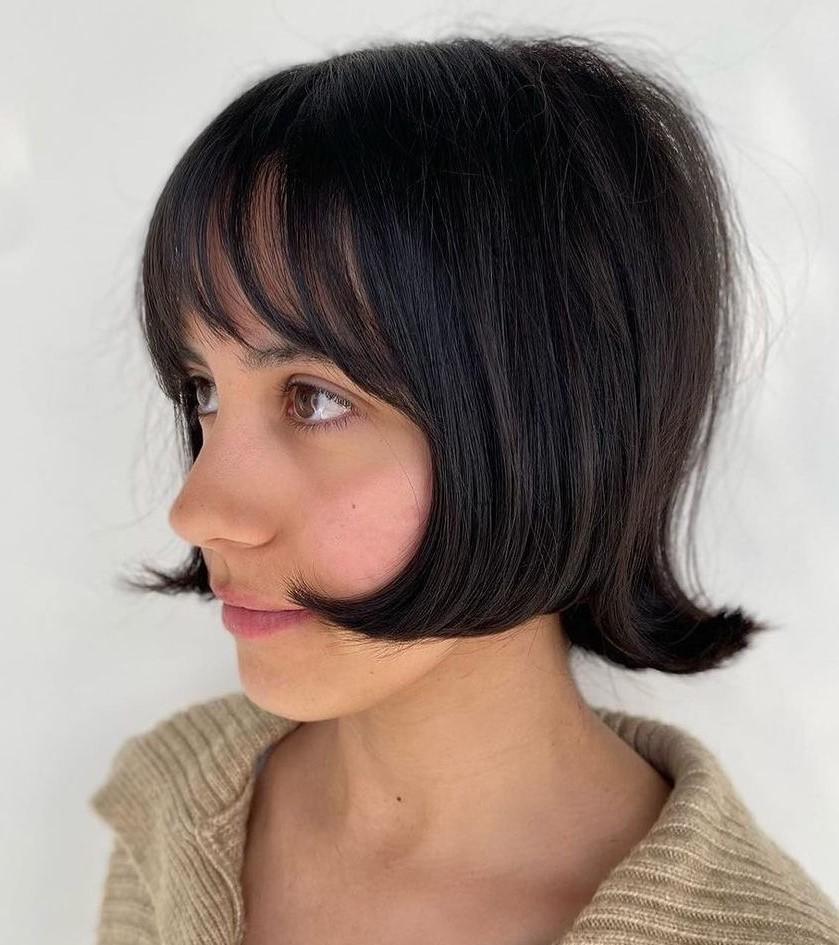 Short Bob with Flipped Ends and Wispy Bangs