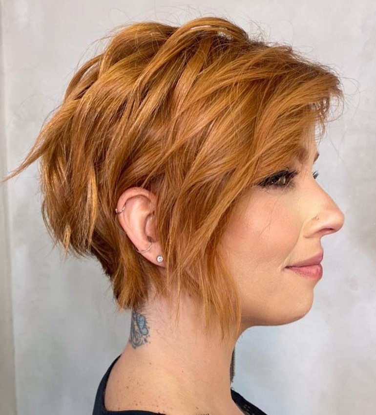 Short Stacked Bob with Ear Tuck