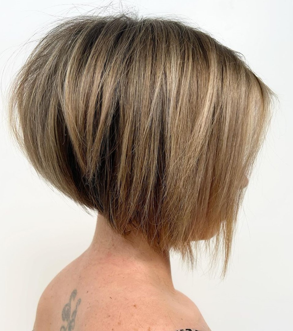 Short Stacked Bob with Highlights and Lowlights