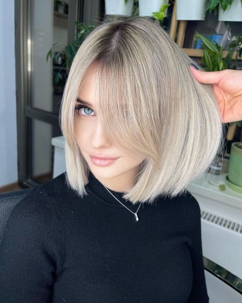 Sleek Long Blonde Bob Hairstyle