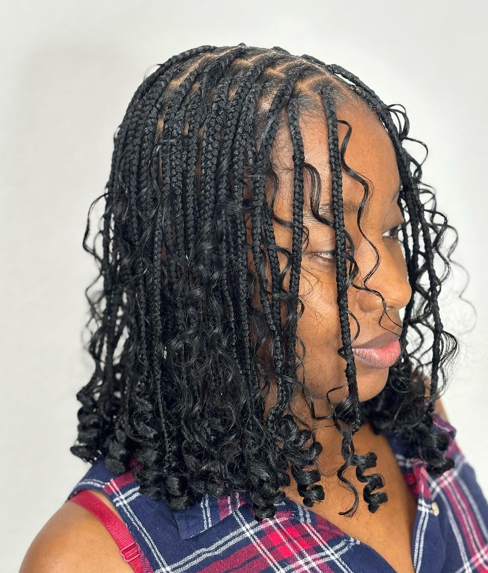 Small Boho Braided Bob with Curls