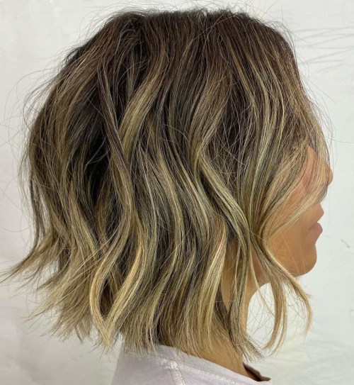 Textured and Highlighted Bob for Fine Hair