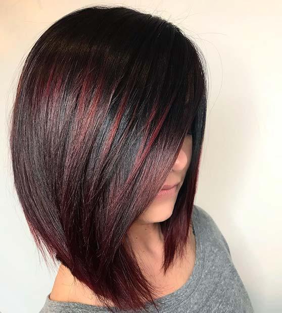 Trendy Bob with Burgundy Highlights