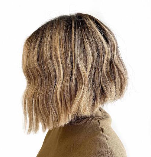 Wavy Blonde Inverted Bob