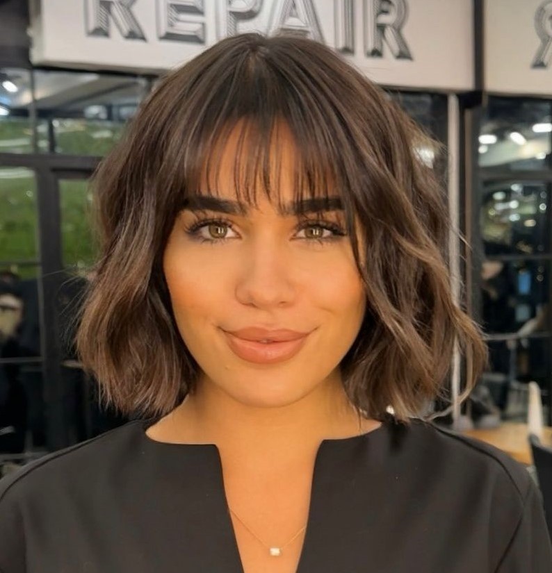 Wispy Bangs Bob for Oval Face Shape