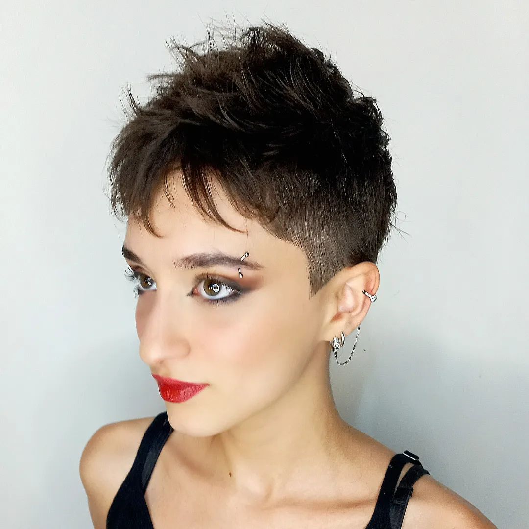 Edgy Pixie with Taper Fade and Spiky Top