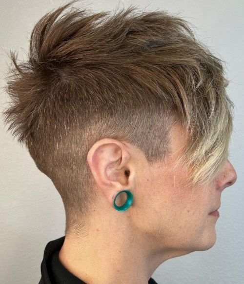 Edgy Short Pixie with Long Feathered Bangs