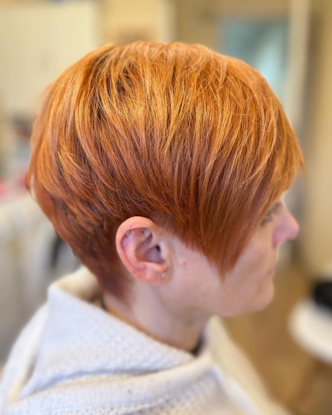 Ginger Pixie with Blended Layers and Precision Cut Sideburns