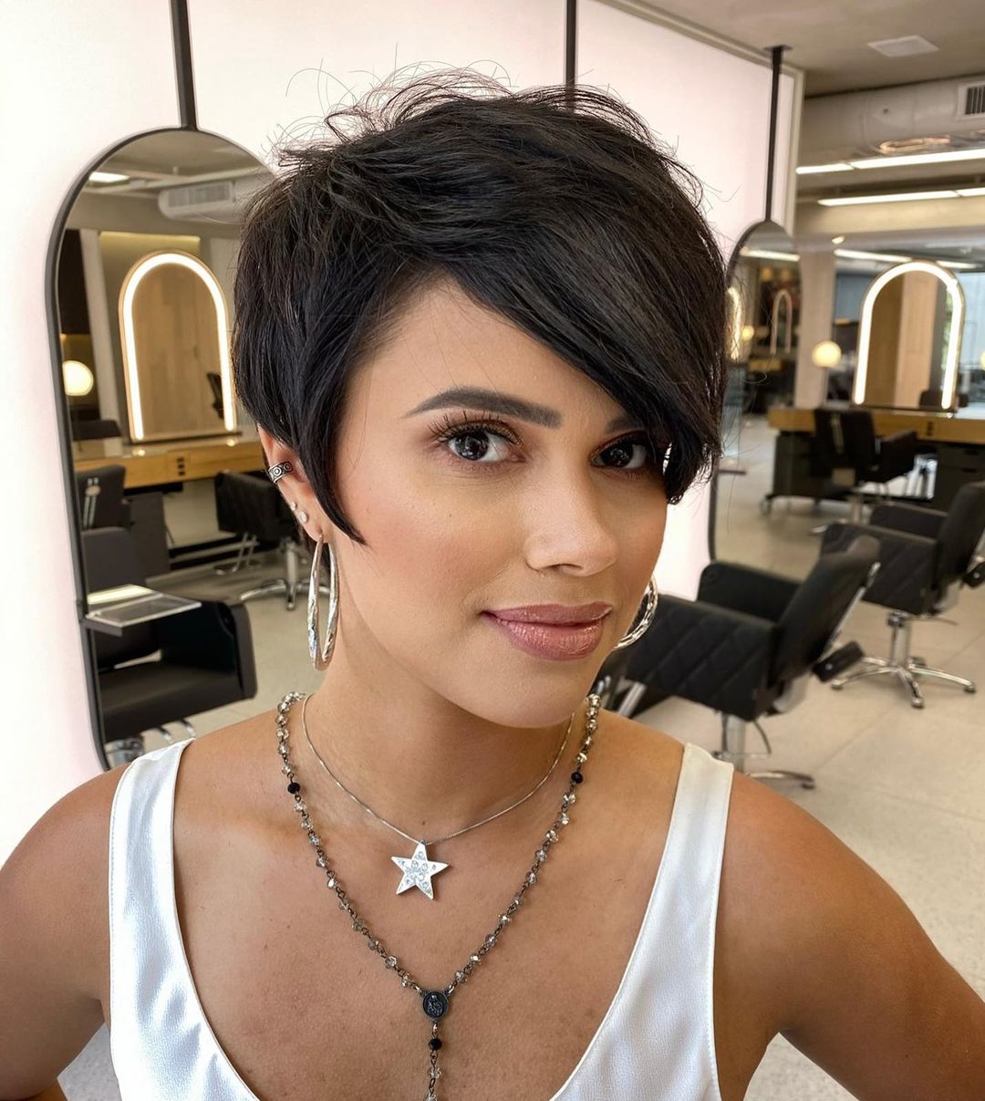 Long Pixie with Textured Layers and Thick Side Bangs