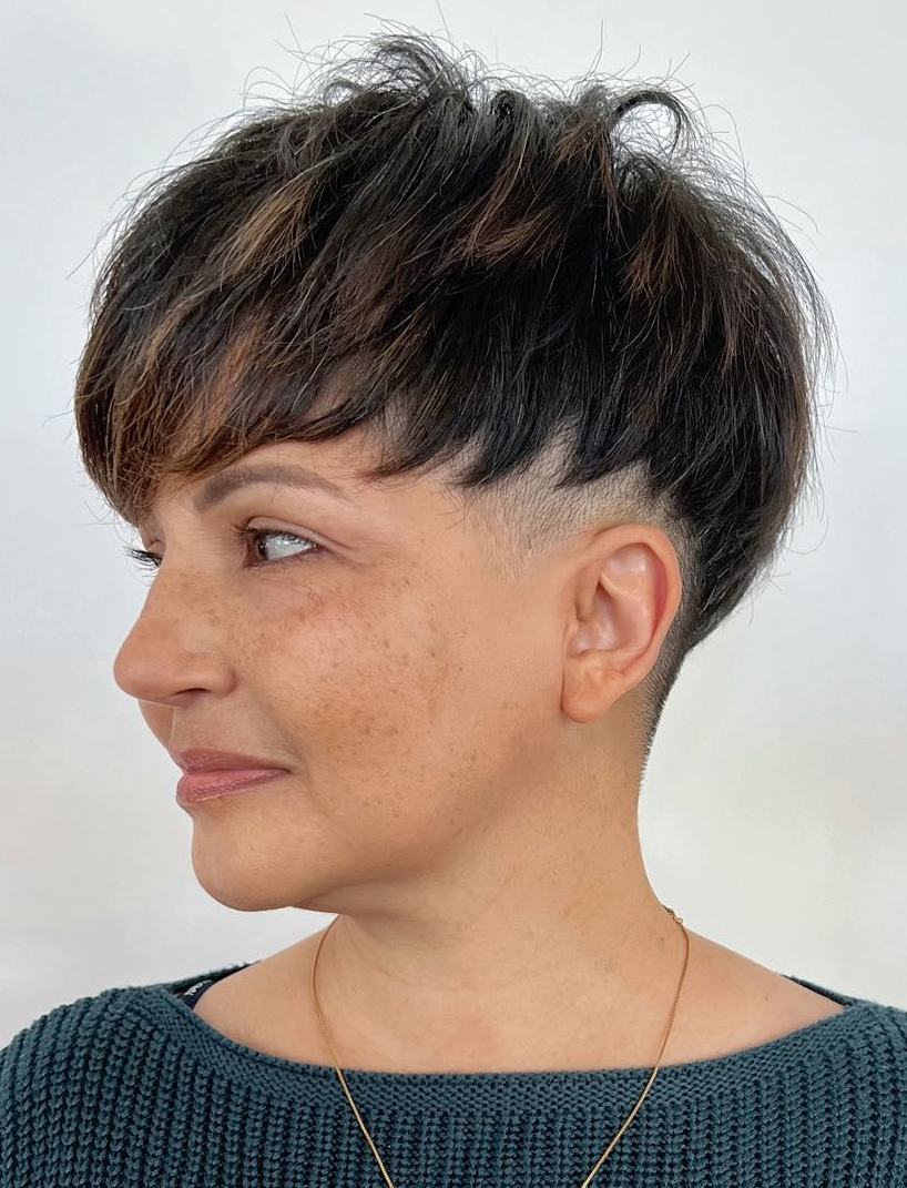 Mushroom Cut with Shaved Undercut and Textured Layers