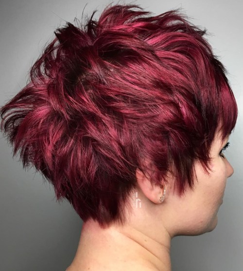 Red Textured Pixie for Thick Hair