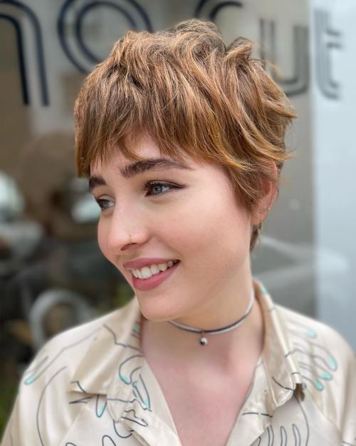 Shaggy Pixie Cut for Round Face Shapes