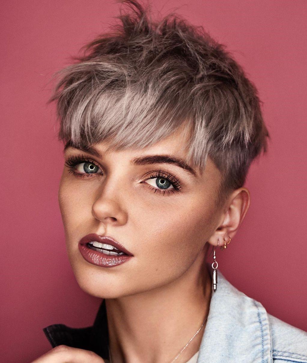 Short Messy Pastel Color Pixie with Full Bangs